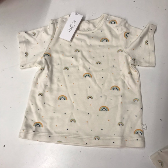 Baby Mori 2pc short set pajamas, organic cotton bamboo, rainbow - Picture 3 of 8